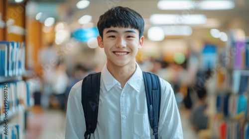 A high school student beams with happiness while surrounded by classmates in a lively classroom