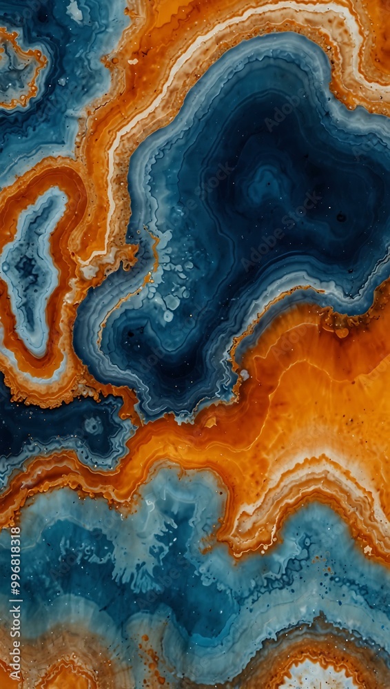 Abstract blue and orange agate stone texture. Abstract blue and orange agate stone texture.
