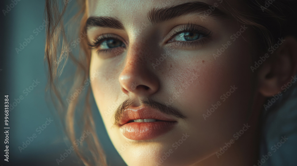 A beautiful woman with a mustache A beautiful woman with a mustache