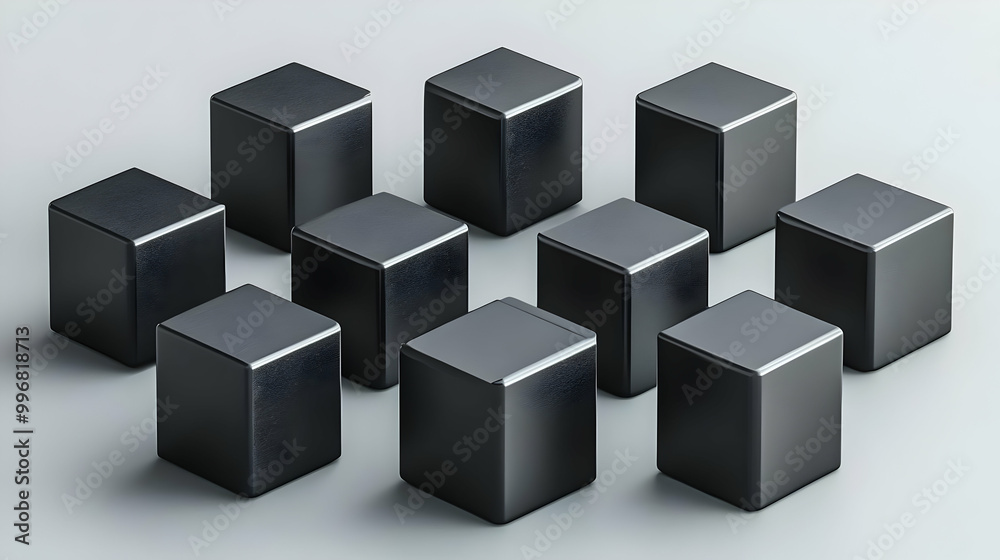 Obraz premium Black Cubes Form Geometric Pattern on Gray Background