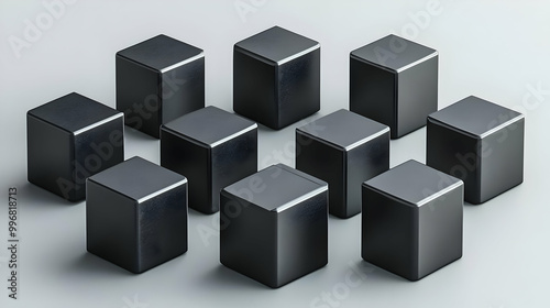 Black Cubes Form Geometric Pattern on Gray Background