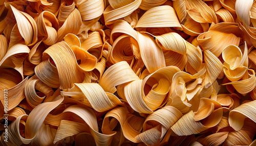 Close-up of a pile of wood shavings
