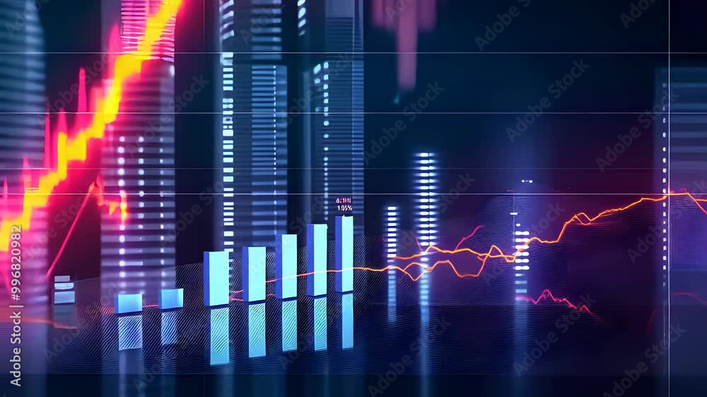 Abstract financial data visualization with dynamic graphs, charts, and glowing lines showing market growth and economic trends.
Abstract financial data visualization with dynamic graphs, charts, and glowing lines showing market growth and economic trends.
