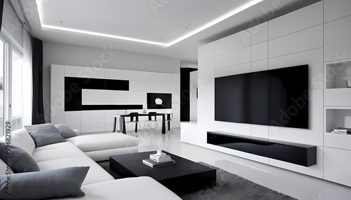 modern living room with fireplace
