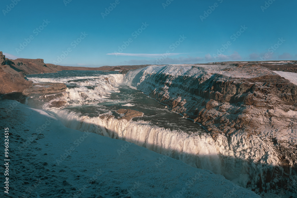 Gullfoss in a cold march day in iceland