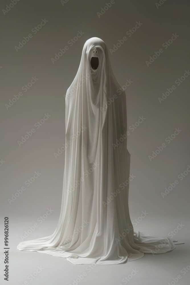 Eerie ghostly figure draped white Eerie ghostly figure draped white