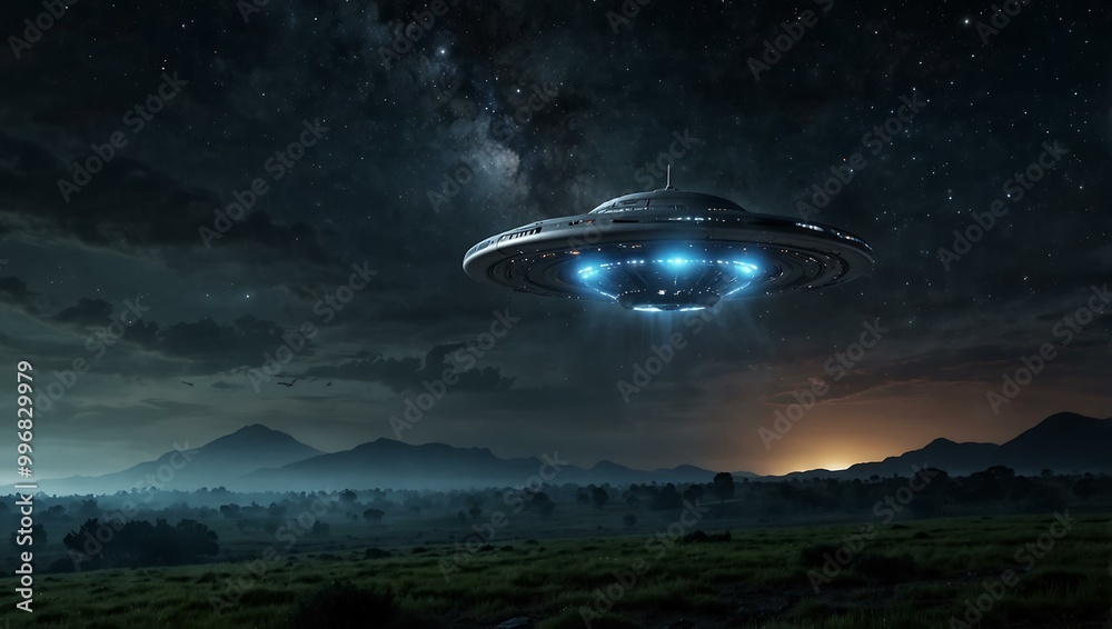 Alien sightings illuminated by a sleek UFO landing, revealing cosmic mysteries. Alien sightings illuminated by a sleek UFO landing, revealing cosmic mysteries.