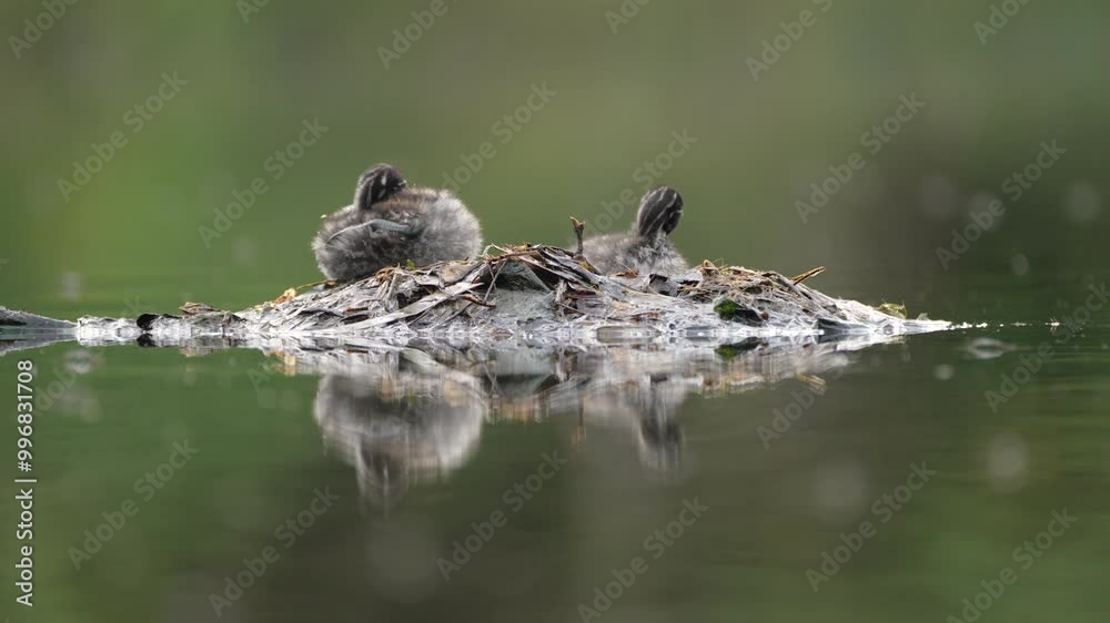 Little Grebe Mother bird and her chicks nest in the water. Little Grebe Mother bird and her chicks nest in the water.