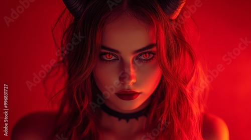 Gothic Demoness Fantasy Portraits: Dark, Mysterious, and Seductive Beauty in Red