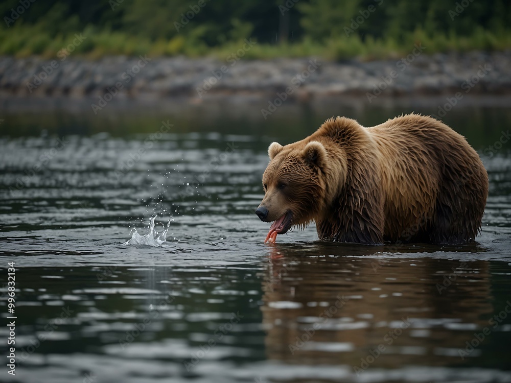 Another brown bear catching fish in Kamchatka. Another brown bear catching fish in Kamchatka.