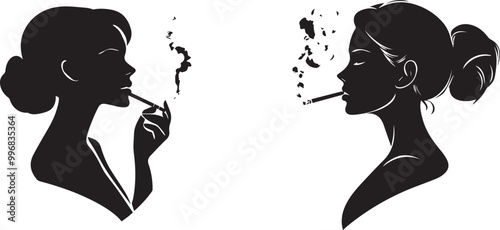 Woman smocking black silhouette 