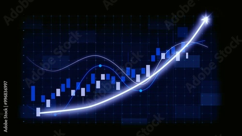 Business growth concept in allusive graph chart showing marketing sales profit
