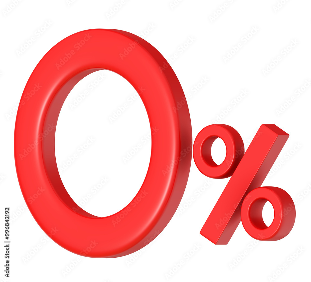 Red zero percent or 0% sign on png transparent background. Red zero percent or 0% sign on png transparent background.