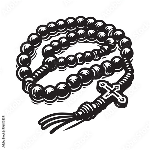 A Rosary beads vector illustration silhouette