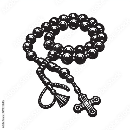 A Rosary beads vector illustration silhouette