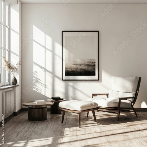 mockup of scandanavian art studio minimalistic photo real photo