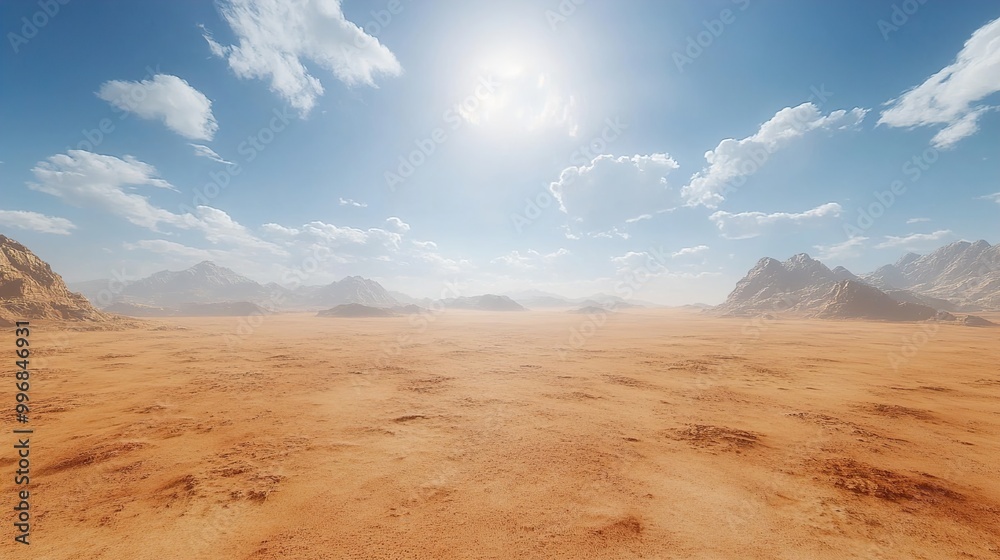 Stunning Desert Landscape with Mountain Range and Blue Sky Stunning Desert Landscape with Mountain Range and Blue Sky