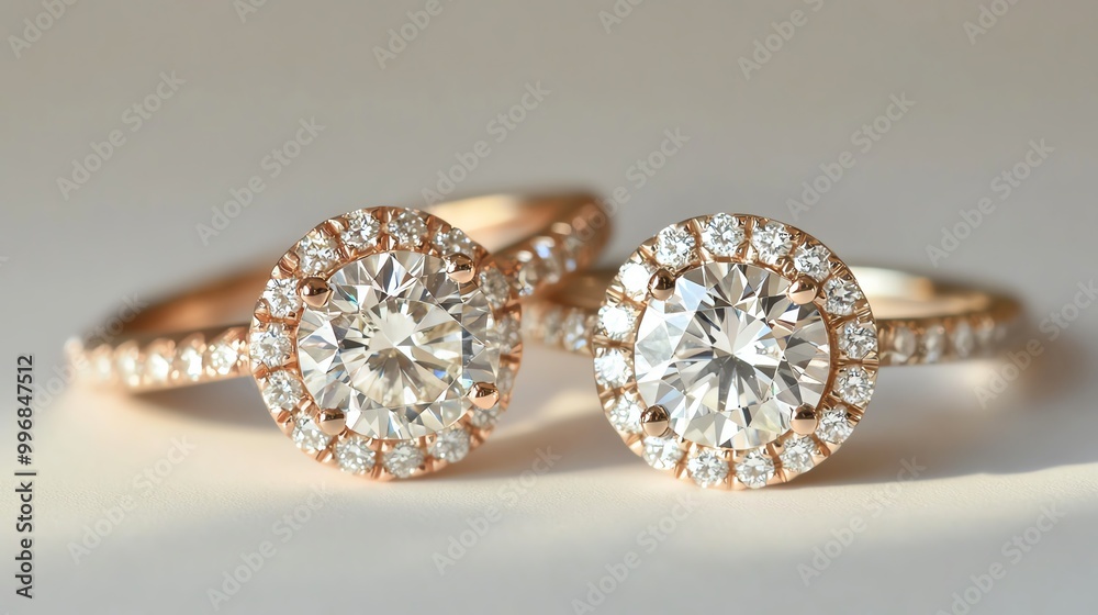Elegantly crafted rose gold rings adorned with sparkling diamonds, perfect for engagement or special occasions. Elegantly crafted rose gold rings adorned with sparkling diamonds, perfect for engagement or special occasions.