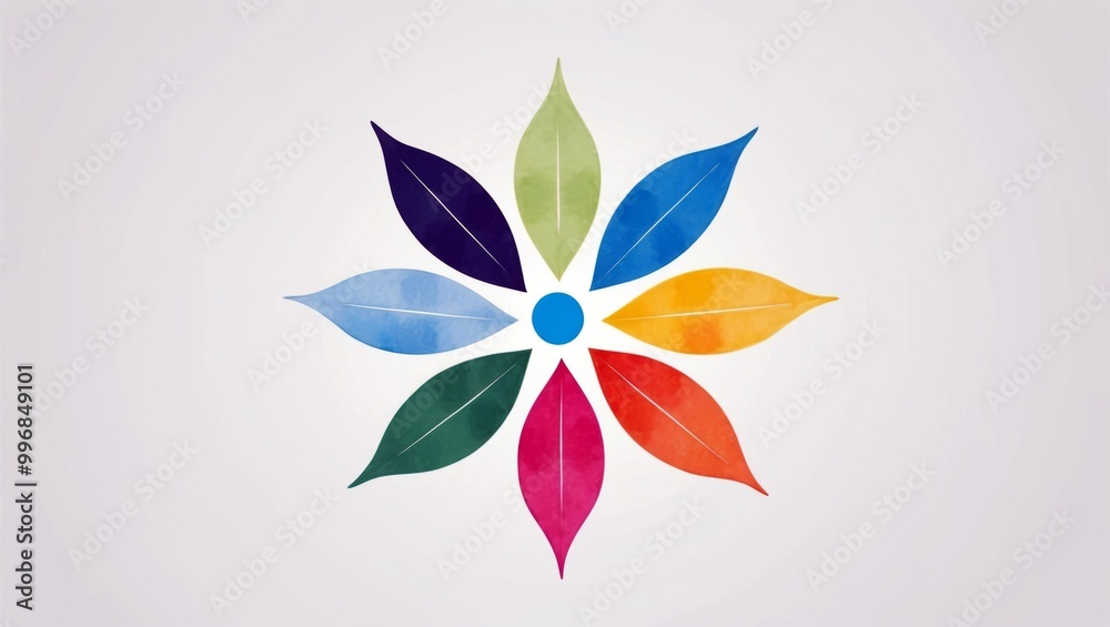 Fototapeta premium Symmetrical abstract flower design with petals