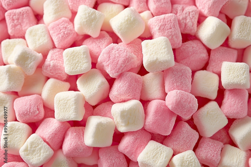 A pile of pink and white marshmallows. These marshmallows are perfect for use in desserts or as a decorative element. A pile of pink and white marshmallows. These marshmallows are perfect for use in desserts or as a decorative element.