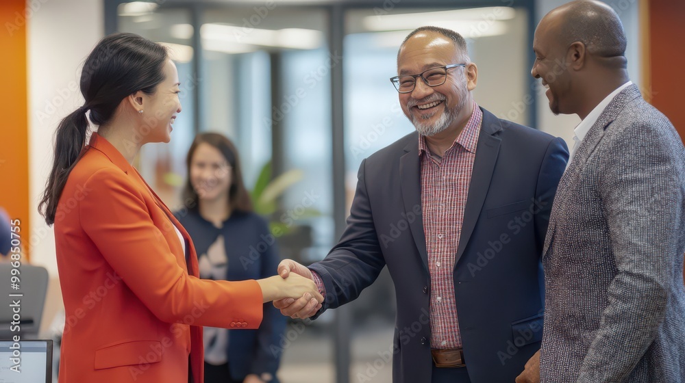 Business Professionals Shaking Hands in Modern Office Business Professionals Shaking Hands in Modern Office