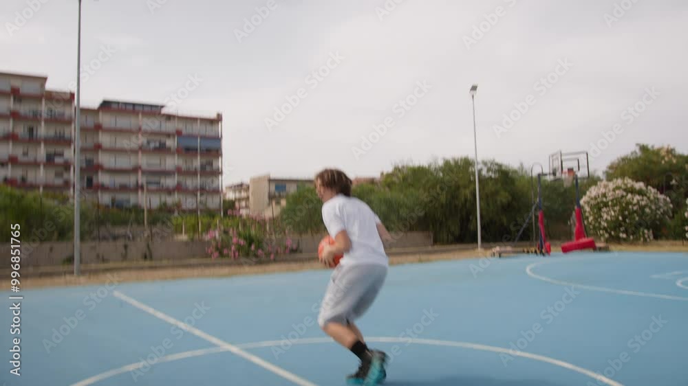 Little Boys Practice Third Half Passing Basketball Ball Little Boys Practice Third Half Passing Basketball Ball