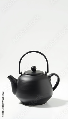 Elegant black teapot with curved handle, perfect for modern kitchens or tea ceremonies. A minimalistic design to enhance any dining experience.