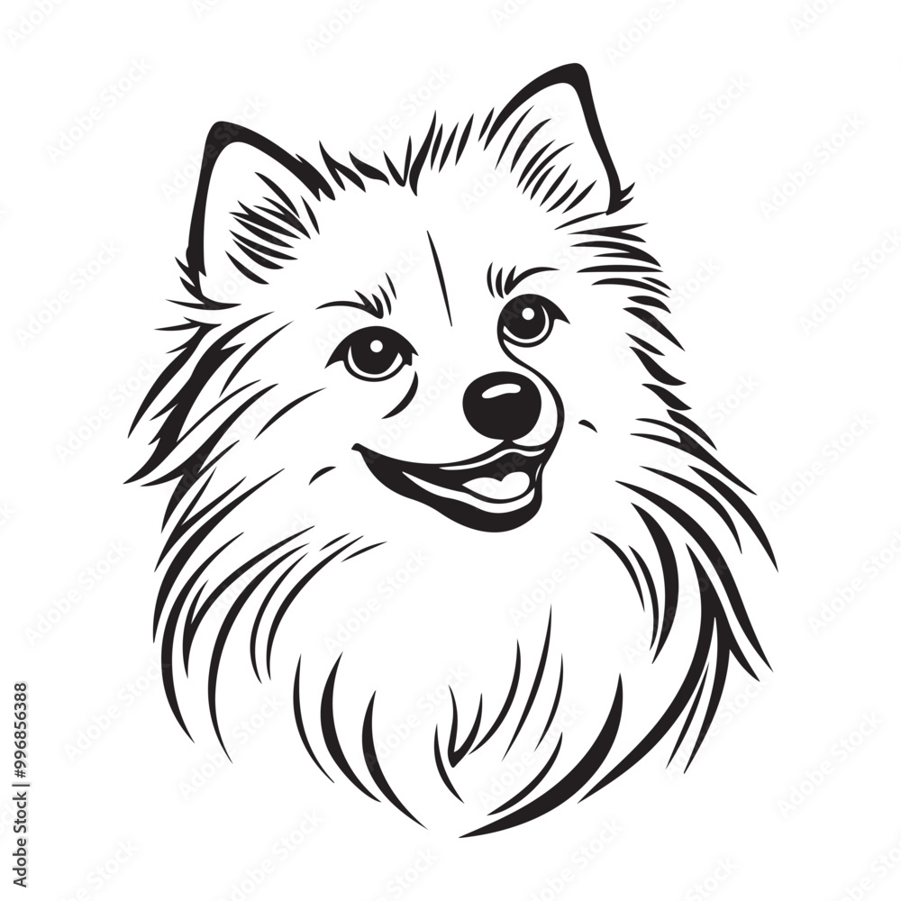 Pomeranian Face, Pomeranian dog breed Cute cartoon vector clipart Design, Silhouettes Dog Face, black and white Pomeranian vector Pomeranian Face, Pomeranian dog breed Cute cartoon vector clipart Design, Silhouettes Dog Face, black and white Pomeranian vector