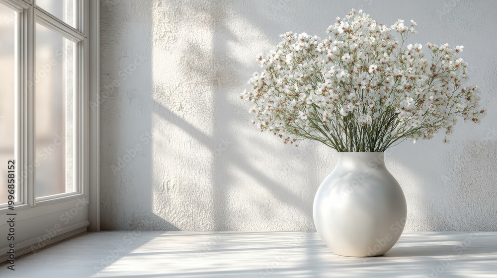 Clean white background illuminated by soft natural lighting, creating a serene and minimalist aesthetic. Clean white background illuminated by soft natural lighting, creating a serene and minimalist aesthetic.