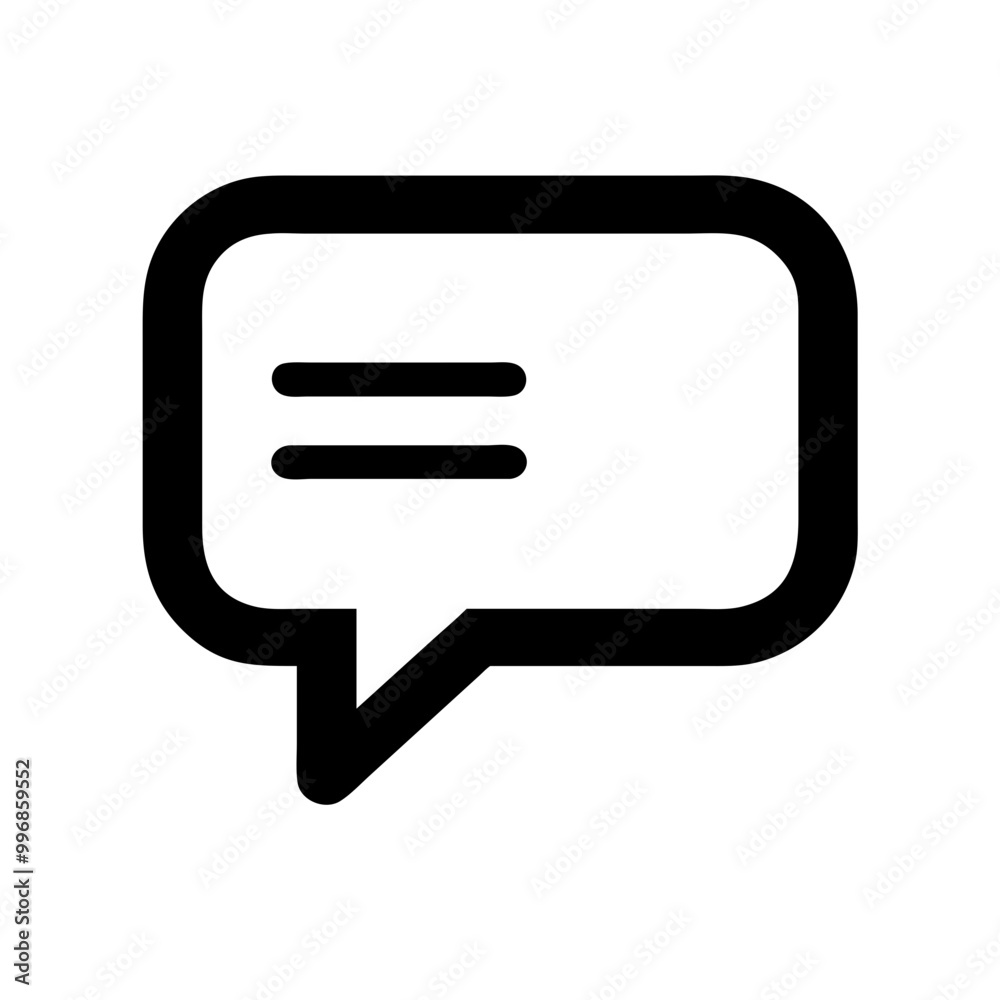 Black speech bubble icon in minimalistic style on white background with copy space
Black speech bubble icon in minimalistic style on white background with copy space