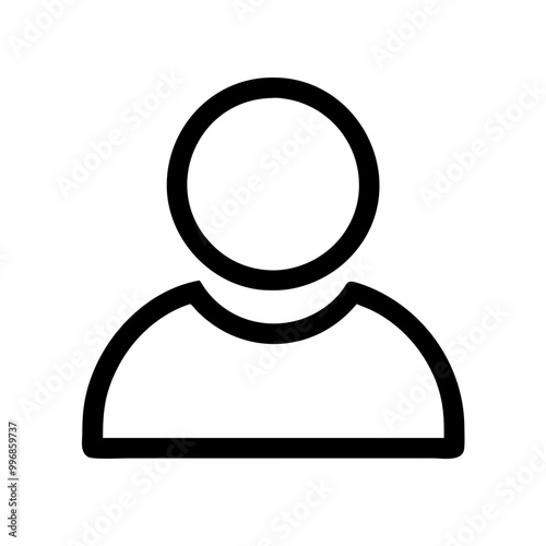 Outline user profile icon symbolizing identity and individual representation in a minimalist design
