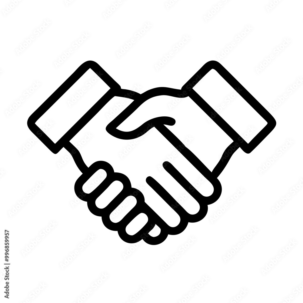 Outline handshake icon symbolizing collaboration and partnership in a friendly style
Outline handshake icon symbolizing collaboration and partnership in a friendly style