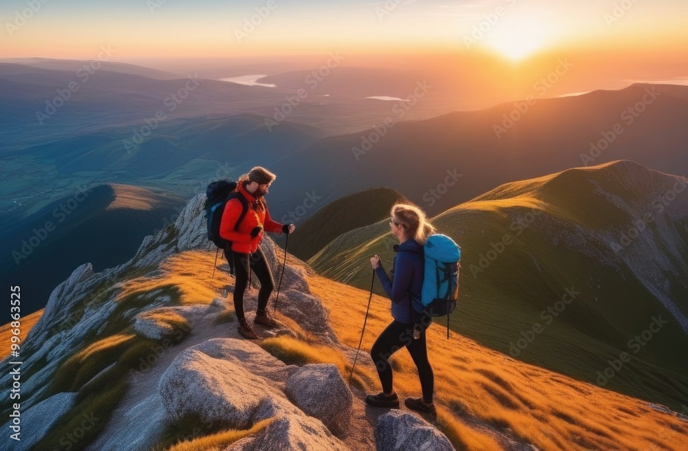 Obraz premium couple on the top of mountain