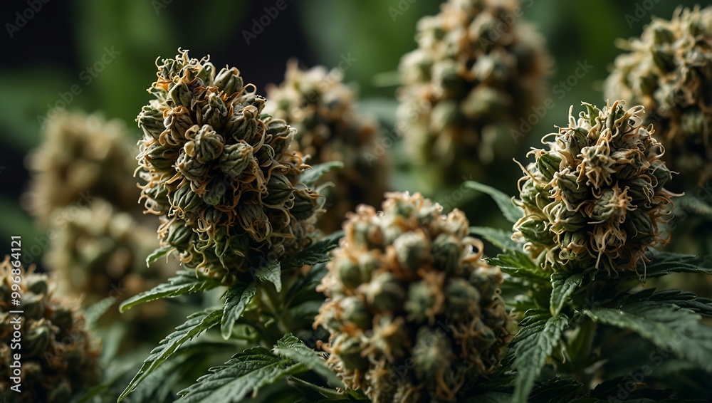 Close-up of cannabis sativa buds. Close-up of cannabis sativa buds.
