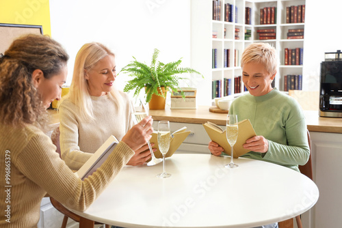 Mature women with champagne...