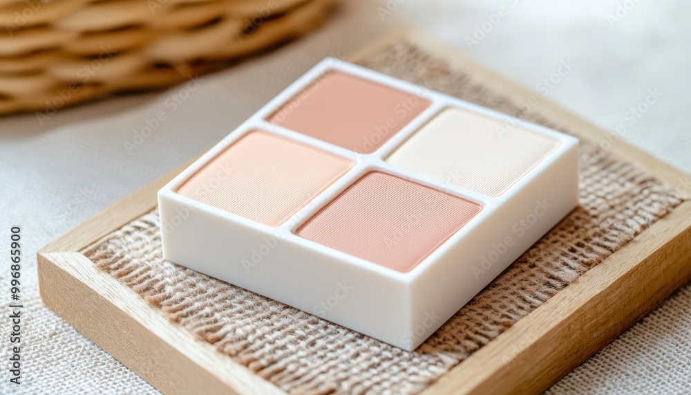 Cosmetic palette on wooden surface. Cosmetic palette on wooden surface.