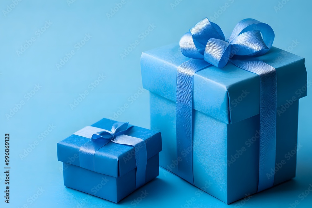 Obraz premium blue gift box with a ribbon