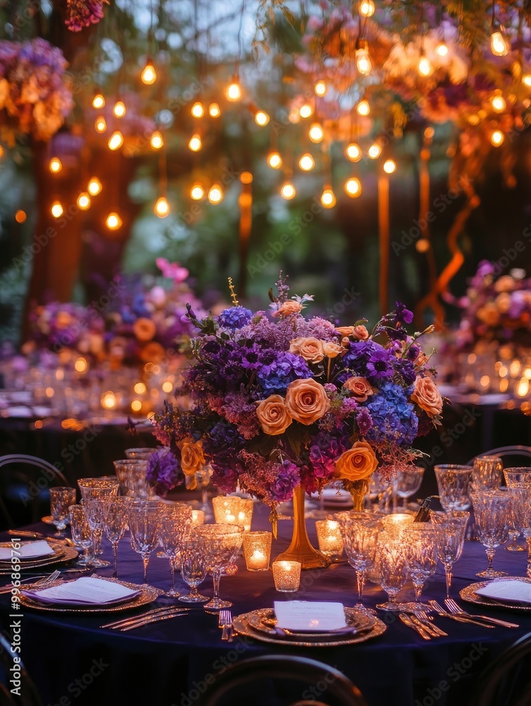A dreamy evening wedding in a garden glowing with Purple Basil lighting A dreamy evening wedding in a garden glowing with Purple Basil lighting
