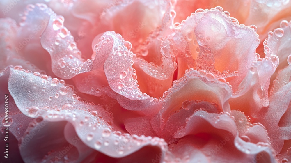 Pink Rose Petals with Water Droplets: Close-Up Macro Photography