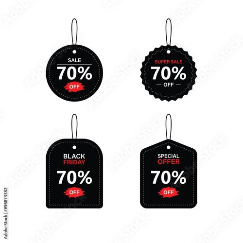 Black Friday sale set of price tags. Vector price tags