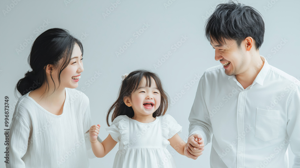 Family enjoying joyful time together, parents and daughter smiling at camera, happy moments captured, family connection concept Family enjoying joyful time together, parents and daughter smiling at camera, happy moments captured, family connection concept