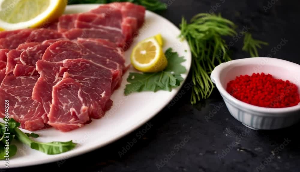 Front view fresh meat slices with greens lemon and seasonings on dark background dish food fish photo rib animal meal
Front view fresh meat slices with greens lemon and seasonings on dark background dish food fish photo rib animal meal