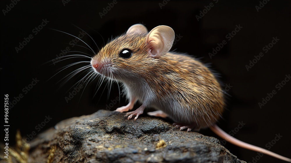 Close-Up Portrait of a Cute Mouse on a Rock Close-Up Portrait of a Cute Mouse on a Rock