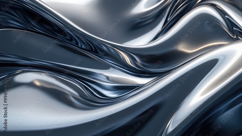 Futuristic abstract landscape of smooth metal curves and light reflections, resembling flowing liquid metal. No people, no logo. Futuristic abstract landscape of smooth metal curves and light reflections, resembling flowing liquid metal. No people, no logo.