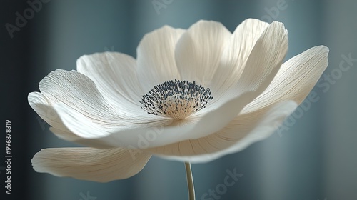 Delicate White Anemone Flower Macro Photography