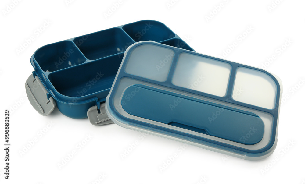 Empty plastic lunch box isolated on white Empty plastic lunch box isolated on white