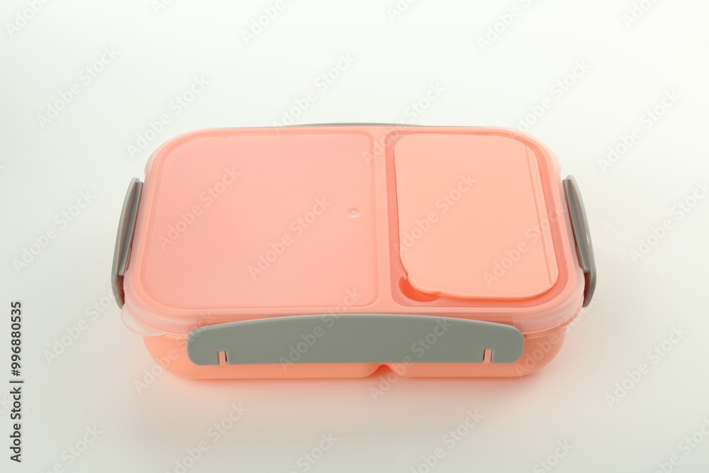 One plastic lunch box isolated on white One plastic lunch box isolated on white