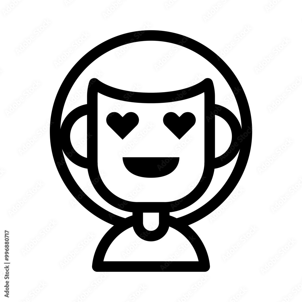 Boy Afro Heart Eyes Avatar Icon. Simple People Vector Illustration. Boy Afro Heart Eyes Avatar Icon. Simple People Vector Illustration.