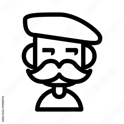 Old Man Smirk Avatar Icon. Simple People Wearing Beret Hat Vector Illustration.