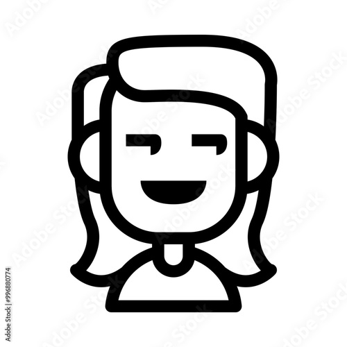Girl Smirk Avatar Icon. Simple People Vector Illustration.